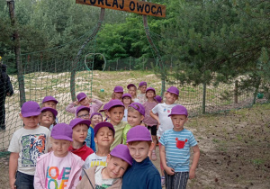 Dzieci przed atrakcją Turlaj owoca