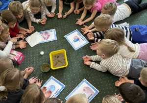 Dzieci z grupy II podczas zajęć o myciu rąk