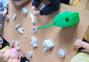 Dzieci podczas siania rzeżuchy