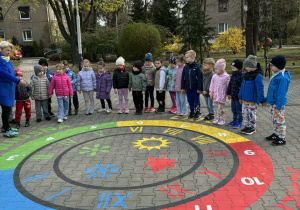 Dzieci oglądają koło przedstawiające pory roku