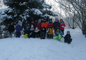 Grupa V stoi na zaśnieżonej górce