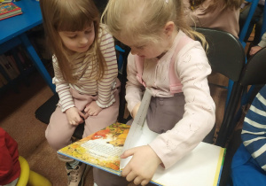 Dwie dziewczynki oglądają książkę
